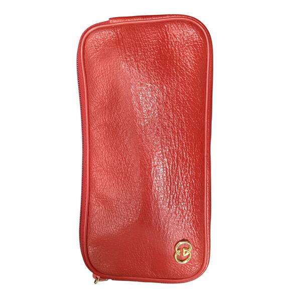 Vintage Gucci Cosmetic Bag Women’s One Size Leather Gold Tone GG Red Gorgeous! - Picture 1 of 9